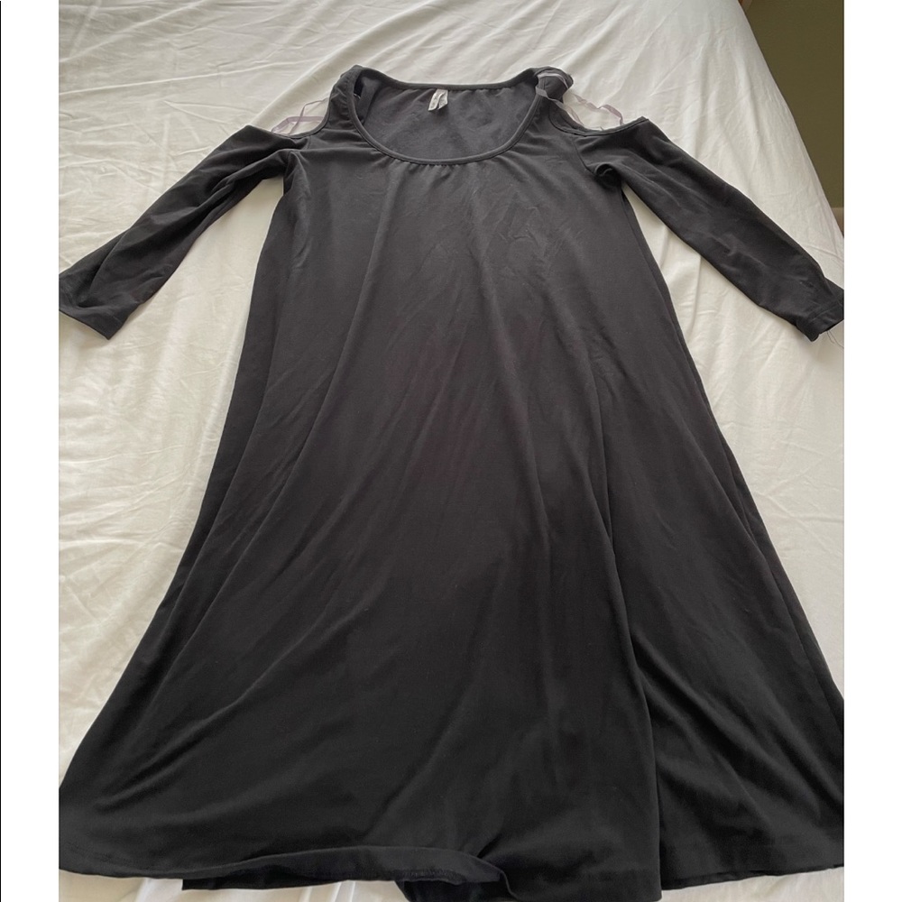 Black shoulderless dress